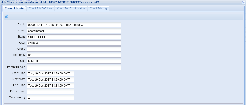 Co-ordinator Job Info - Oozie Tutorial - Edureka