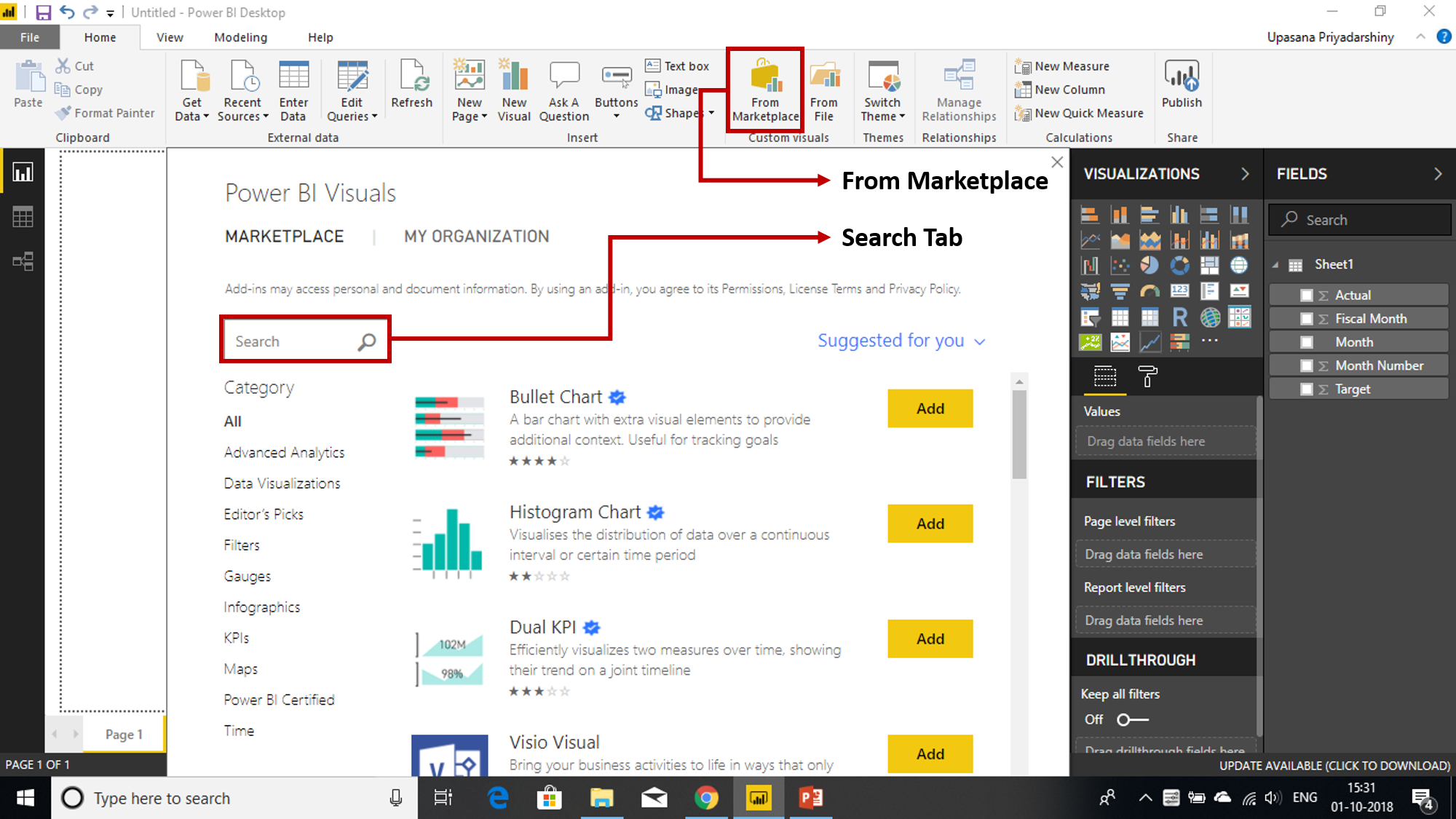 From Marketplace - Power BI KPI - Edureka