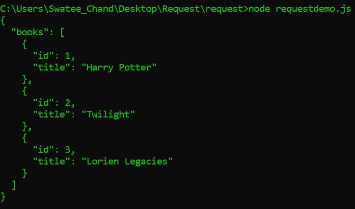 request output - Node.js Requests - Edureka