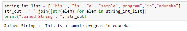 Output - Conversion of list to strings- Edureka