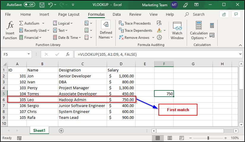 First Match VLOOKUP-Edureka