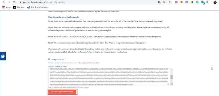 Submit License Activation - Blue Prism Installation - Edureka