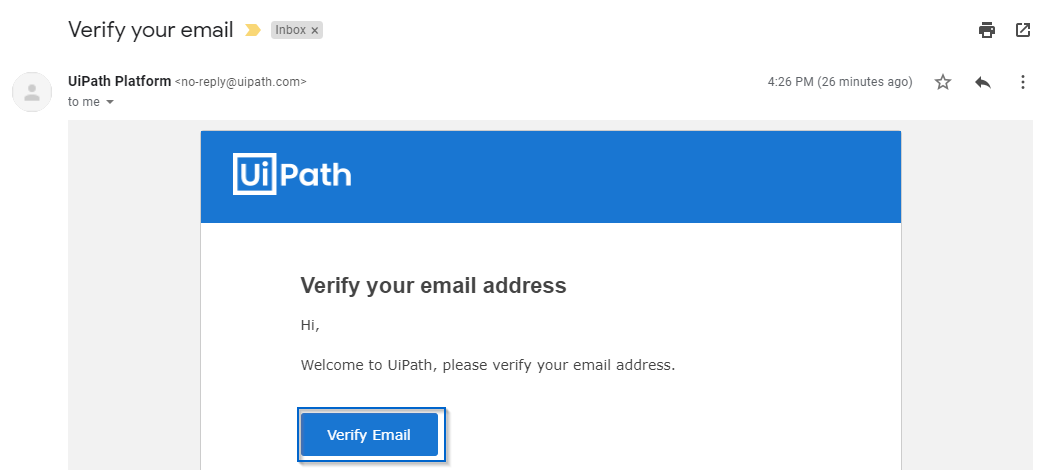 Verify Email - UiPath Installation - Edureka