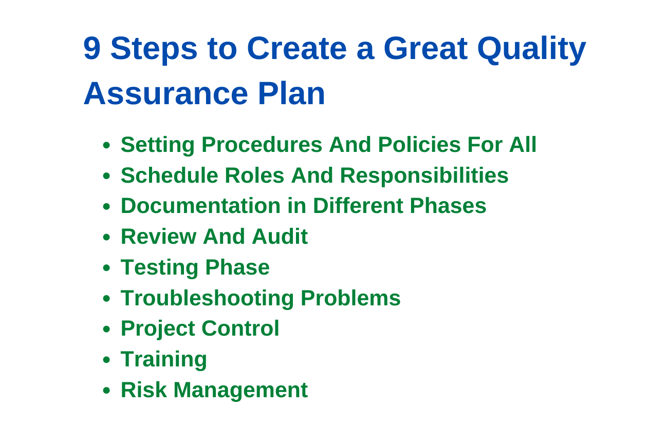 plan business quality assurance process