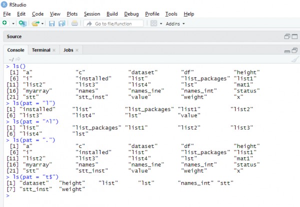 Show a list of all variables in R | Edureka Community